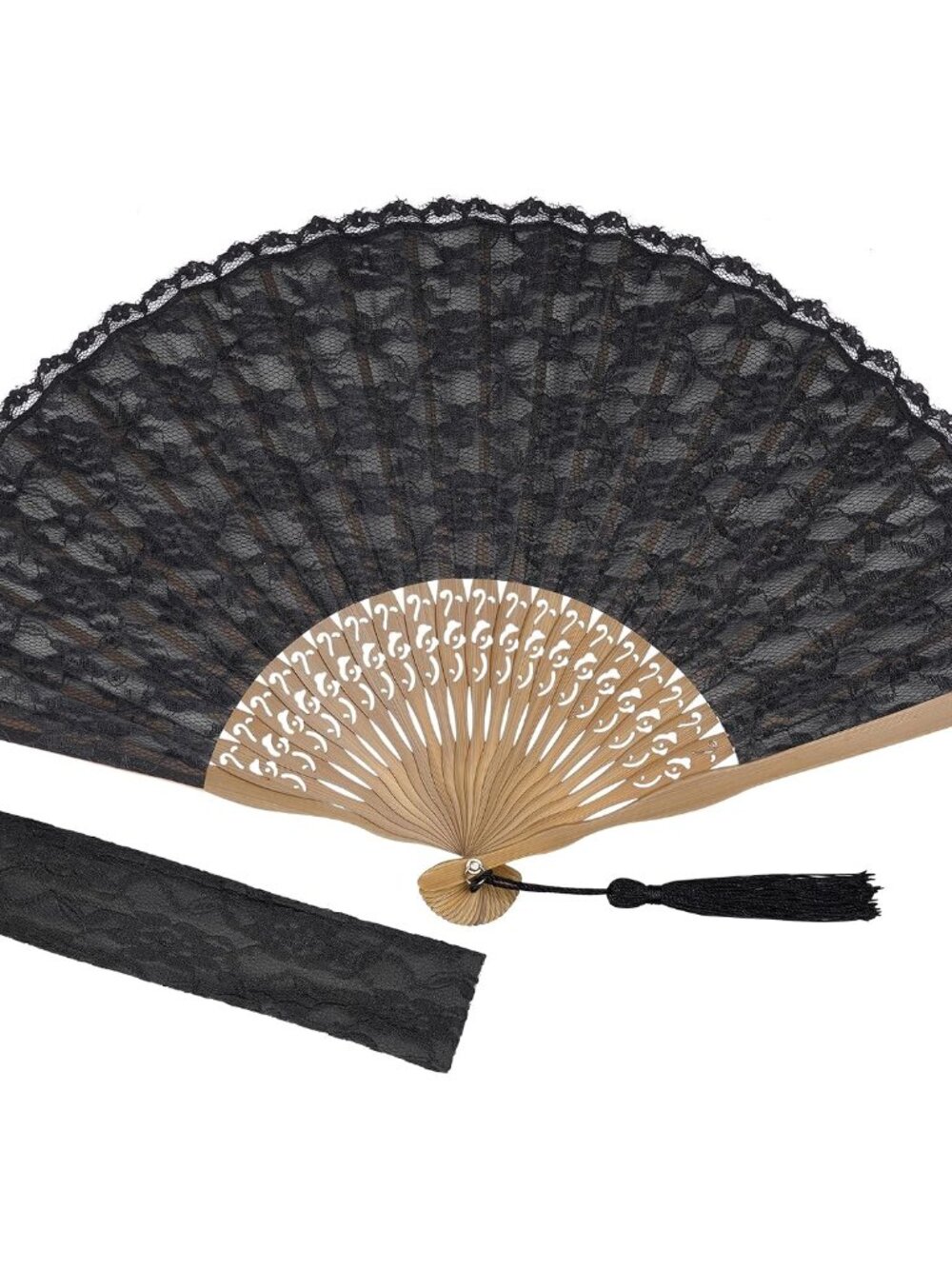 Lace Handheld Fan Bamboo Folding Fan